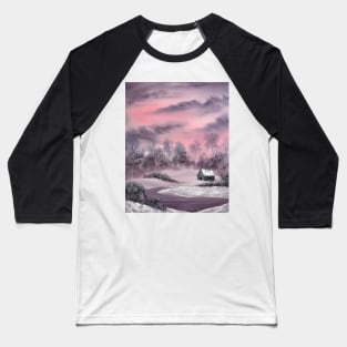 Pink Winter Painting Baseball T-Shirt